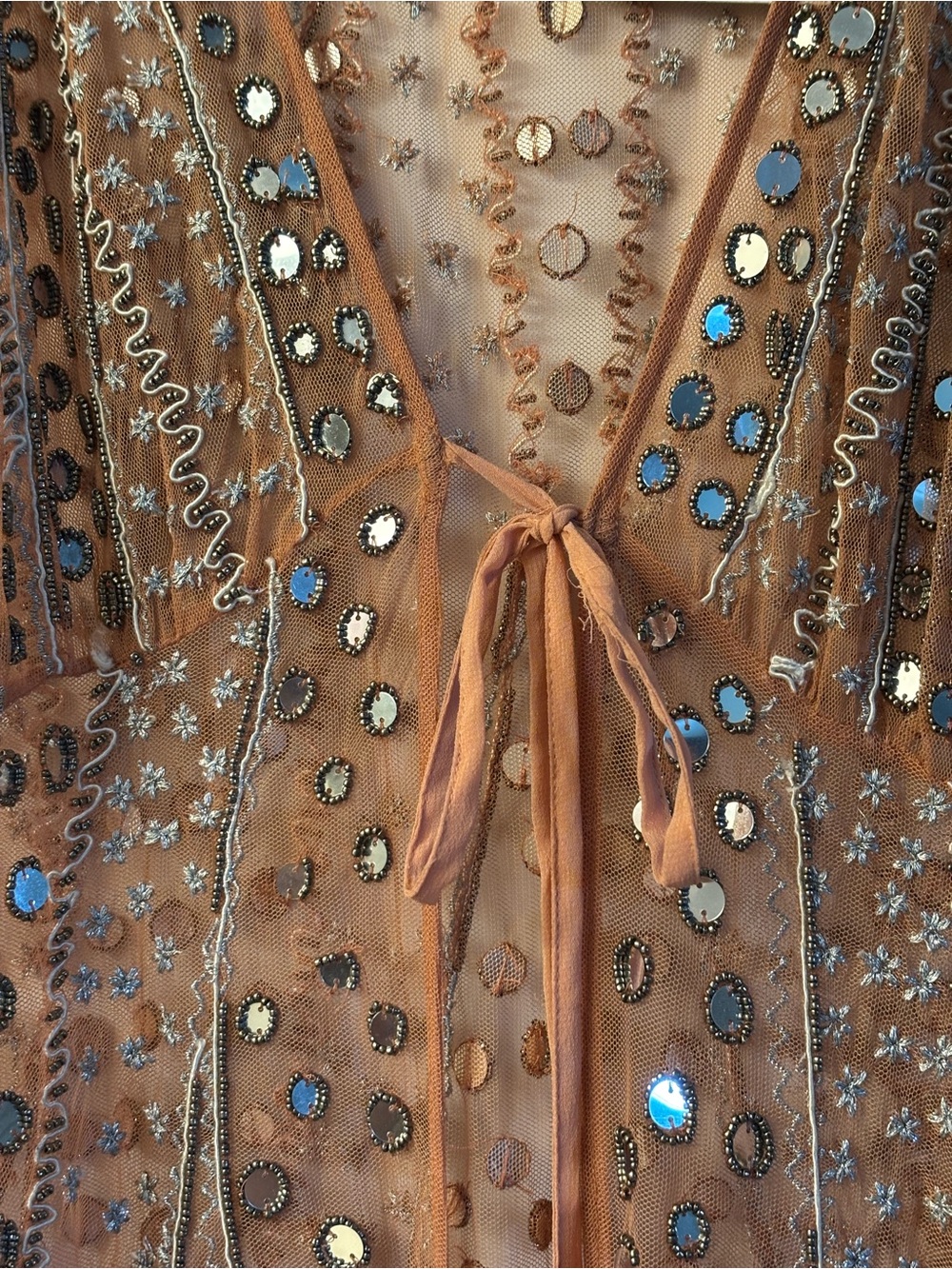 Zara Sheet Embellished Dessert Rose Duster / Vest Maxi NWT Medium - Picture 4 of 9